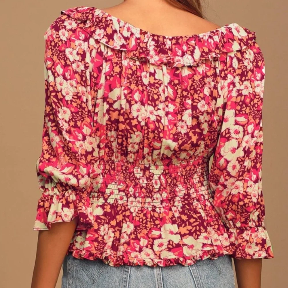 Free People Sweet Memories Floral Pink Blouse, size Small - Picture 2 of 10